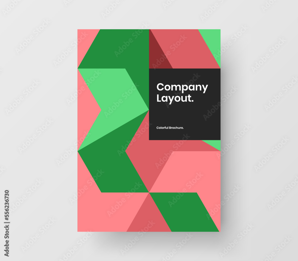 Fresh geometric pattern presentation template. Colorful postcard design vector layout.