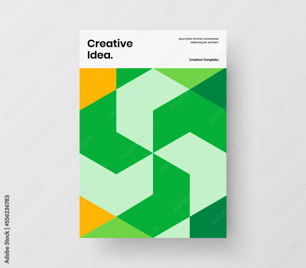 Abstract annual report design vector illustration. Bright mosaic shapes corporate cover layout.