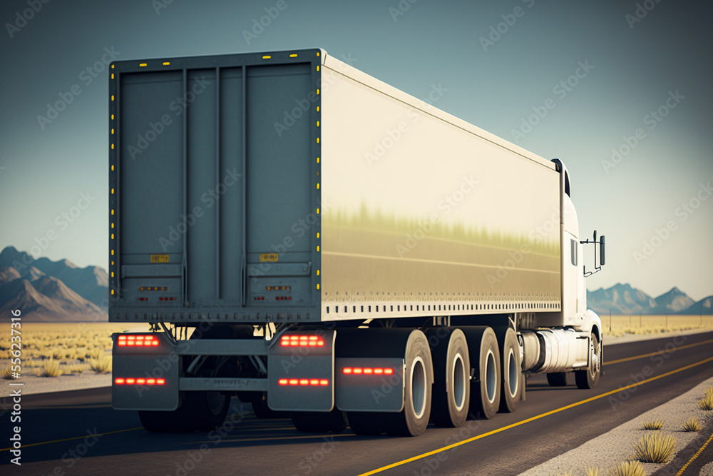 truck on highway road, mock up. Generated AI