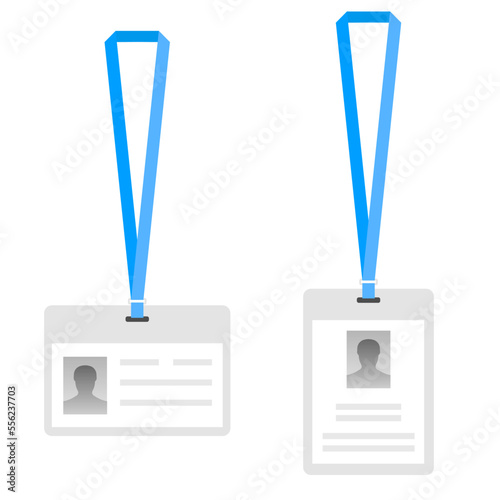 Name tag holder, lanyard badge set with icons. design template of id card, for name tag, committee, office, member, corporate, company, identity, staff, etc. multicolor plain lanyards, detachable neck