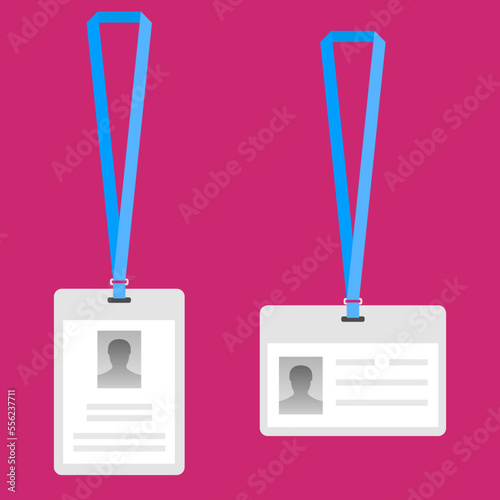 Name tag holder, lanyard badge set with icons. design template of id card, for name tag, committee, office, member, corporate, company, identity, staff, etc. multicolor plain lanyards, detachable neck