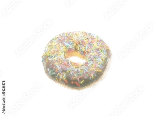 Watercolor Donut With Chocolate Glaze And Colorful Sprinkle 