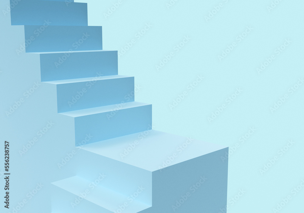 Abstract minimal background. Blue steps, stairs on blue background. Blank pedestal, empty podium. Architectural element, Isolated object, primitive shape. Product showcase, shop display. Abstract minimal background. Blue steps, stairs on blue background. Blank pedestal, empty podium. Architectural element, Isolated object, primitive shape. Product showcase, shop display.