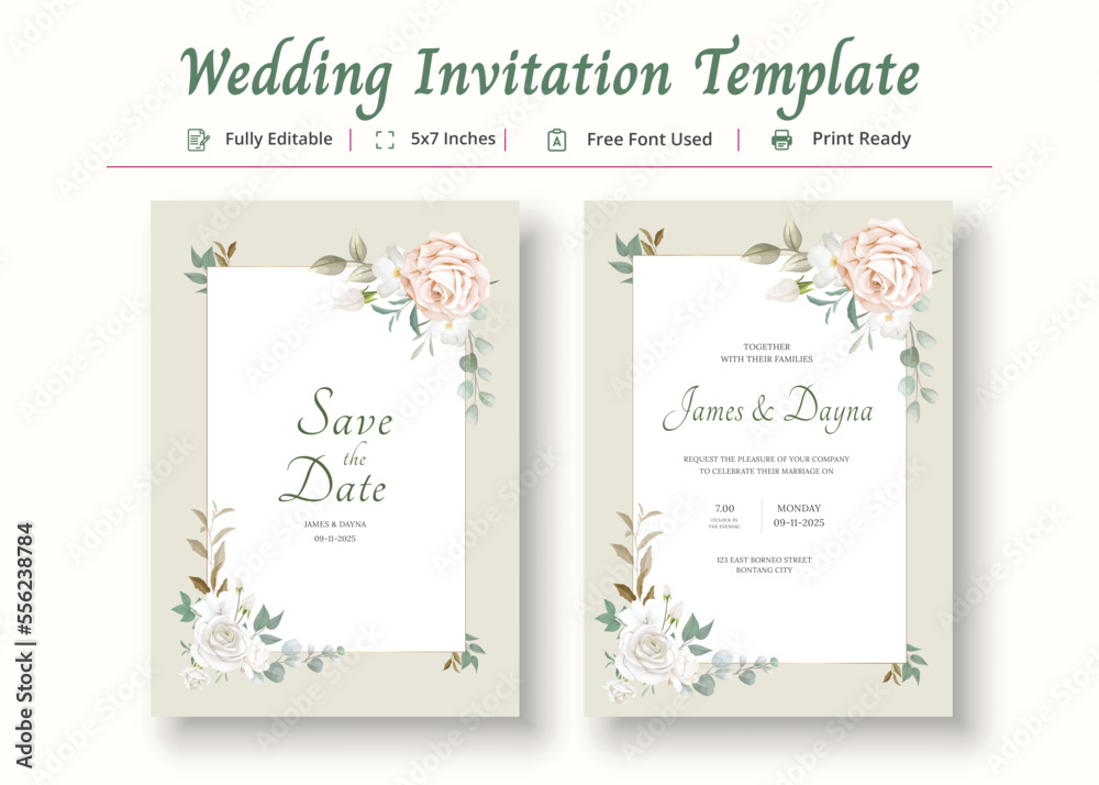 Wedding Invitation Card Template, Invitation Card Poster