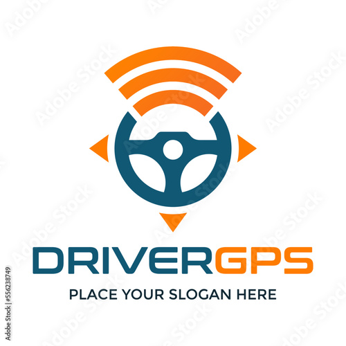 Driver GPS vector logo template. This design use signal symbol. Suitable for map, location and travel.