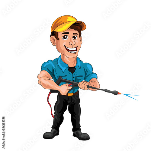 Car washing cartoon mascot vector illustration 