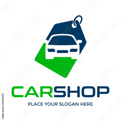 Car shop vector logo template. This design use label price. Suitable for buy, sell, rental business.