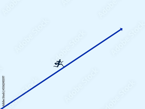 Businessman running with growth arrow. symbol of lifelong progress and development vector