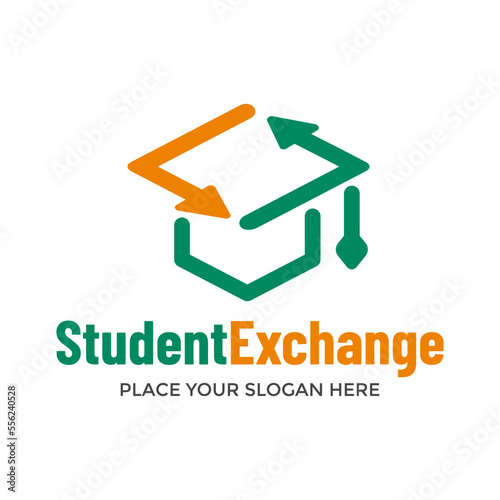 Student exchange vector logo template. This design use cap symbol. Suitable for education.