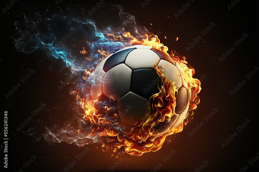 Football Ball Soccer Ball In Fire And Ice On Black Background Generative AI  Stock Illustration | Adobe Stock