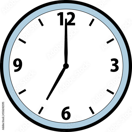 シンプルな7時の針時計のイラスト