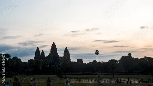 Timelapse sunrise over Angkor Wat, Cambodia photo