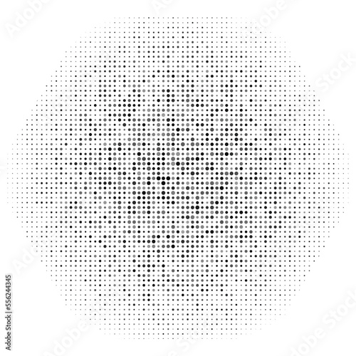 A halftone circle. Pop art template. Abstract halftone background. Vector gradation of point textures.