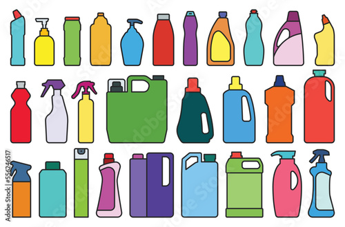 Detergent of product color set icon.Vector illustration detergent for laundry on white background .Isolated color set icon bottle domestic.