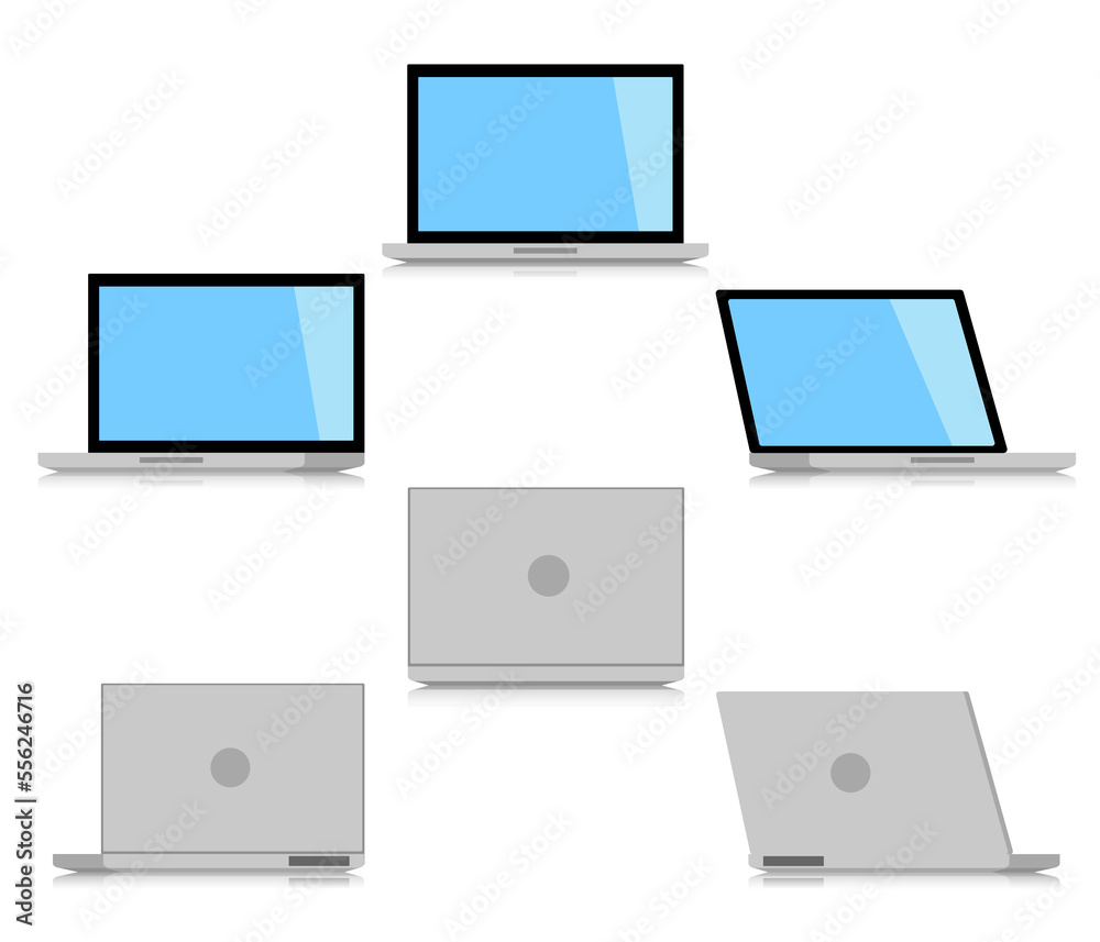 Minimal Laptop computer isolated on transparent background. Flat design for decoration in minimal concept cartoon illustration.