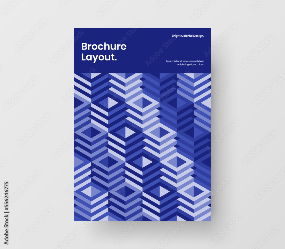 Bright geometric tiles flyer illustration. Colorful company cover A4 vector design template.