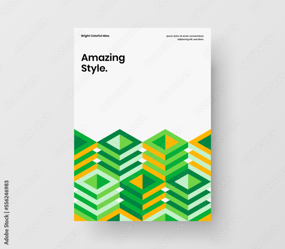 Creative geometric hexagons front page illustration. Premium corporate brochure A4 design vector layout.