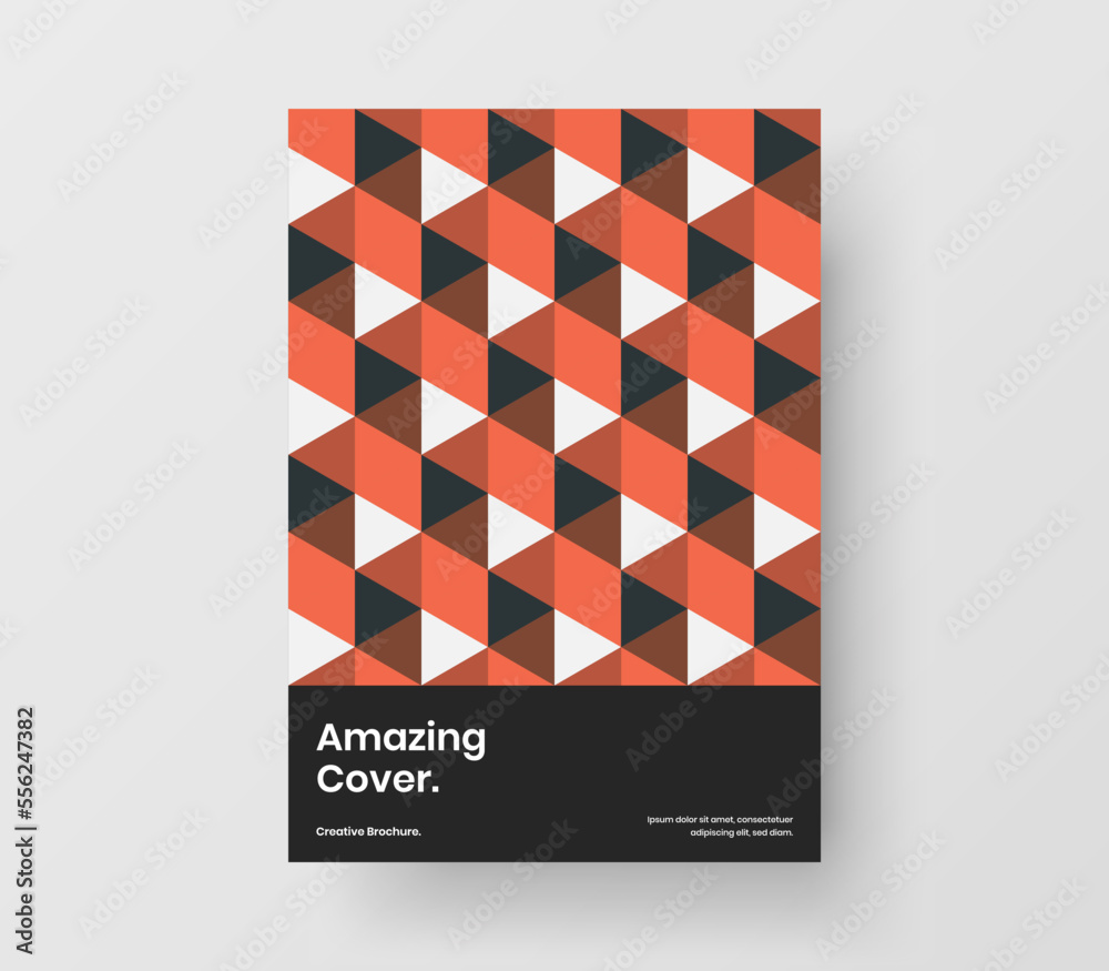 Simple mosaic hexagons company identity layout. Modern catalog cover A4 vector design template.