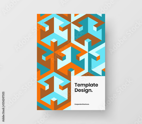 Fresh mosaic shapes placard template. Trendy corporate brochure A4 design vector layout.