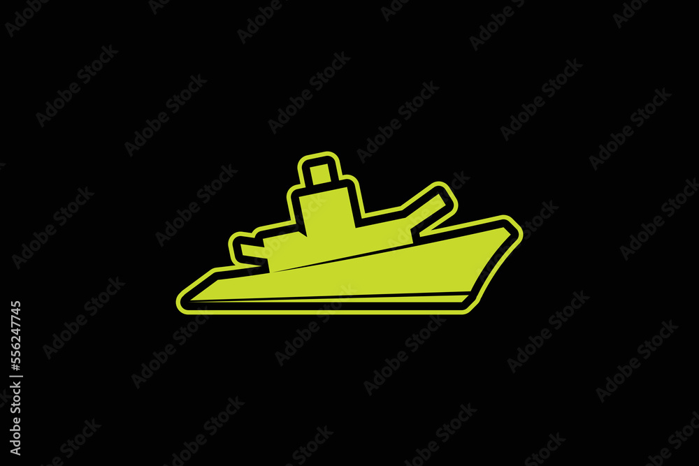 Minimal Awesome Trendy Professional Creative Battleship Logo Design Template On Black Background