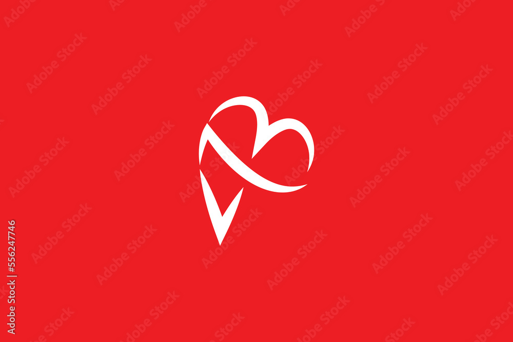 Minimal Awesome Trendy Professional Creative 1 4 3 Love Icon Logo Design Template On Red Background