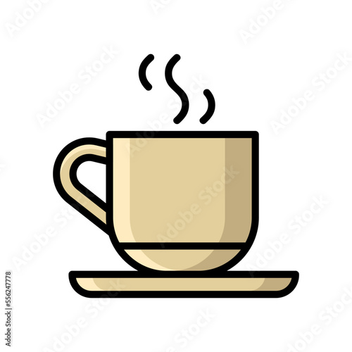 Coffee Cup Icon in Colored Outline Style. Coffee Cup Icon Vector Isolated