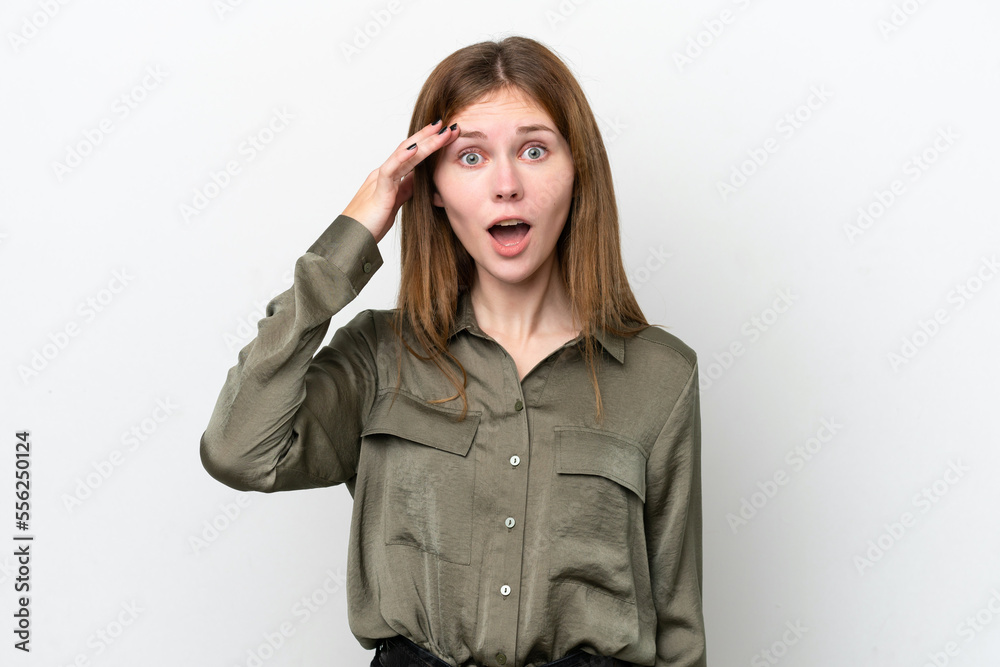 Young English woman isolated on white background has realized something and intending the solution Young English woman isolated on white background has realized something and intending the solution
