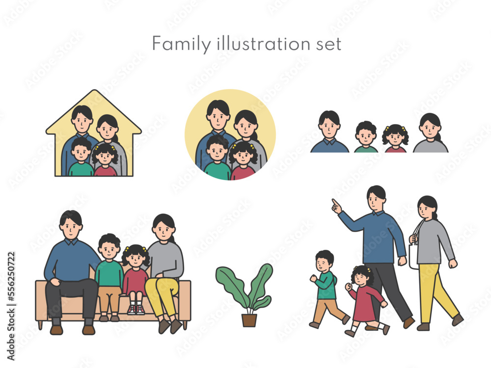 4人家族のイラストセット