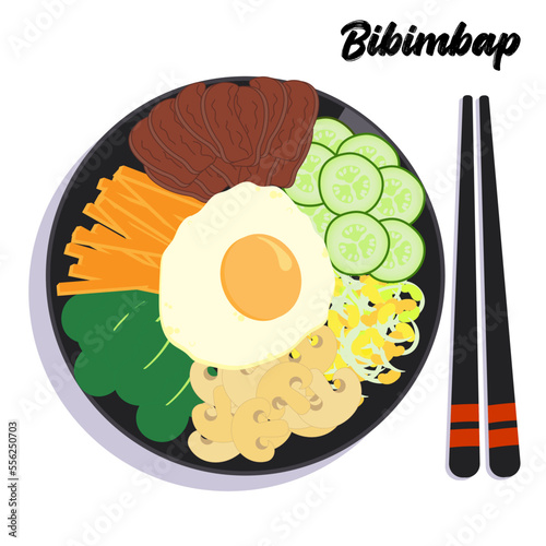 Fresh delicious bibimbap Korean traditional food isolated on white background