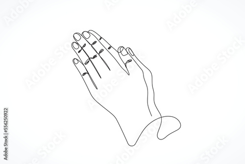 Continuous line drawing prayer hand