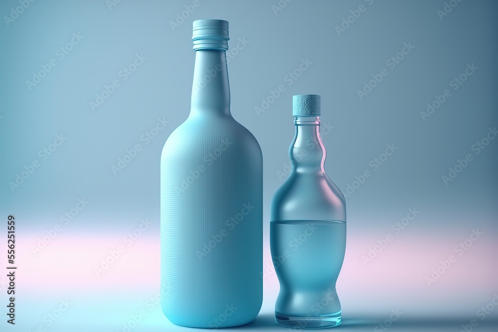 drink and bottle alcohol, minimalistic, premium cyan colours drink and bottle alcohol, minimalistic, premium cyan colours
