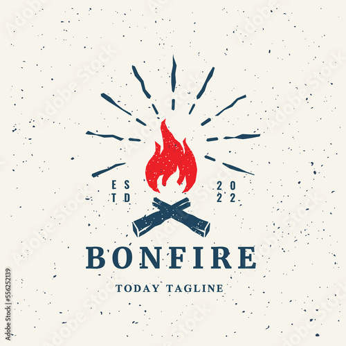 bonfire logo design vintage nature decoration forest mountain exspedition