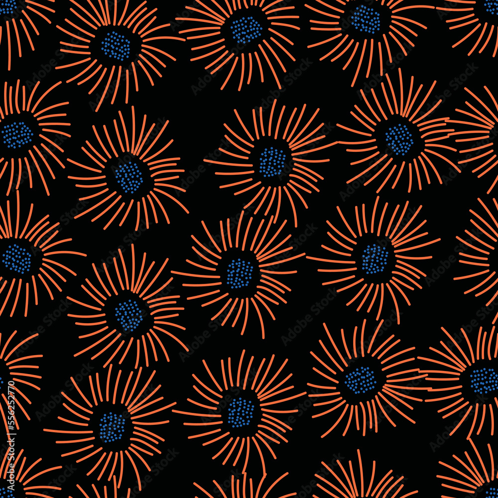 Seamless fabric of  sun flowers Pattern, like illustration. Suit for package design, wallpaper, fashion print.