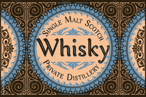 Scotch whisky - ornate vintage decorative label