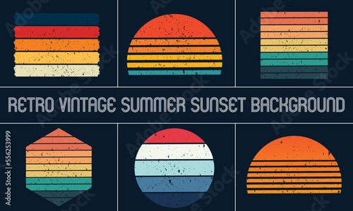 Retro vintage summer sunset set 2