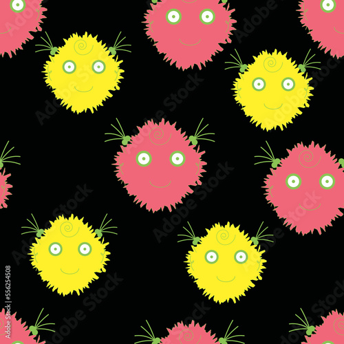 Seamless fabric ofcartoon pattern, like illustration. Suit for package design, wallpaper, fashion print, Housing wallpaper, arty-crafty.
