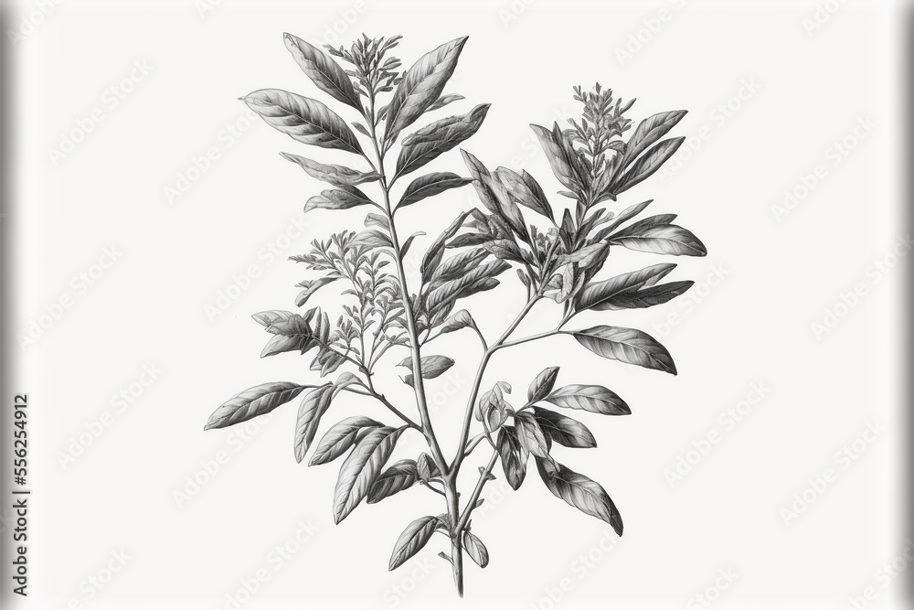Obraz premium Drawing of a plant in black and white. Generative AI.