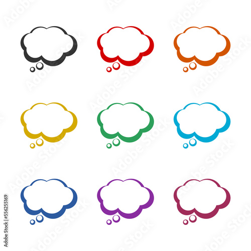 Thought cloud icon isolated on white background. Set icons colorful