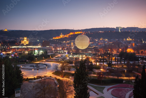Panoramic view of the old Tbilisi at night. Georgia