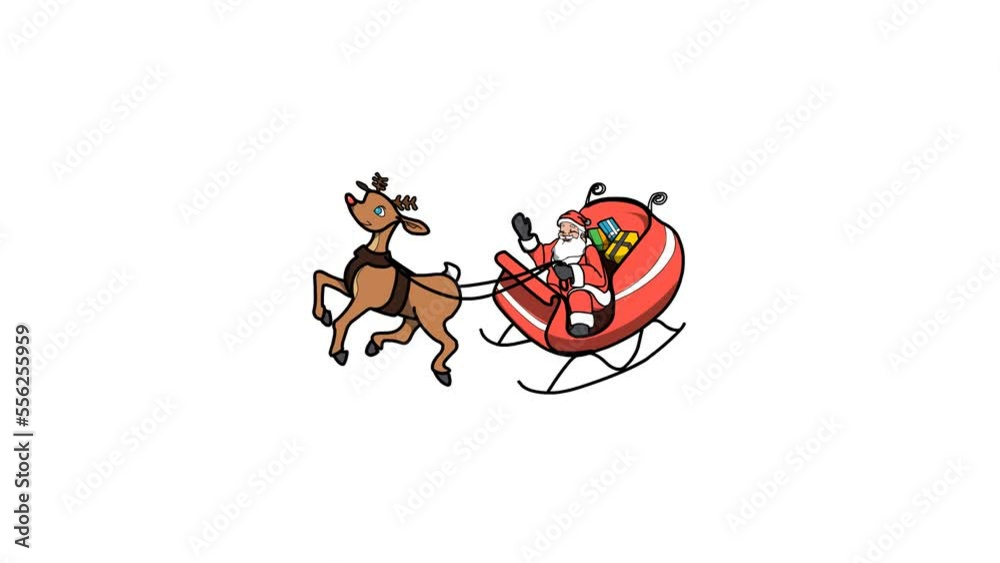 Santa claus and reindeers sketch and 2d animation, Merry Christmas 