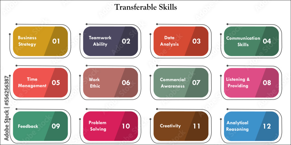 Transferable skills with icons in an infographic template