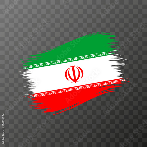 Iran national flag. Grunge brush stroke. Vector illustration on transparent background.