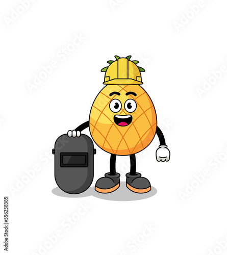 Mascot of pineapple as a welder