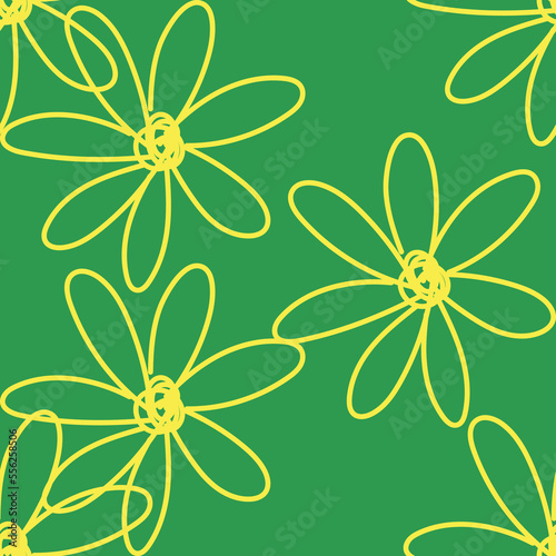 Seamless fabric of flowers pattern, like illustration. Suit for package design, wallpaper, fashion print, Housing wallpaper, arty-crafty.
