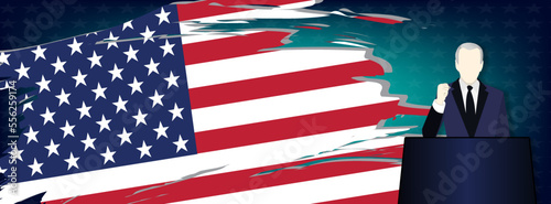america flag presidents day banner. Business Presentation Vector Template Used For Decoration, Advertising Design, Website Or Publication, Banner And Poster, Cover And Brochure, Flyer