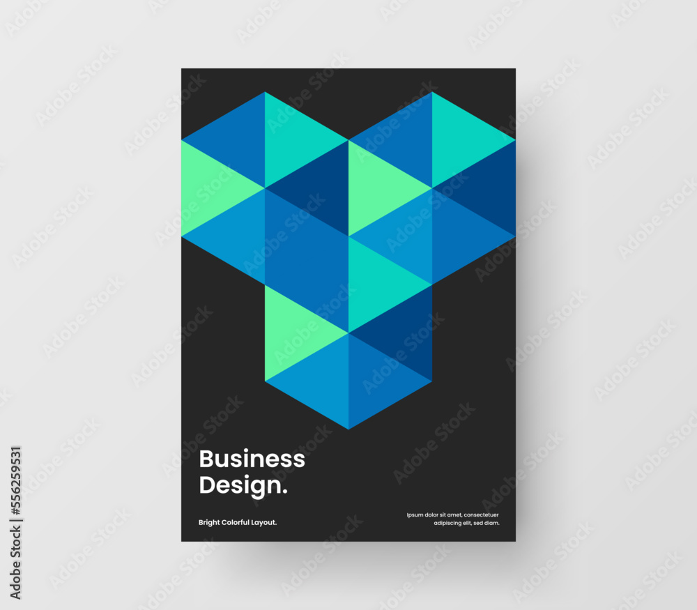 Isolated geometric pattern company cover illustration. Colorful corporate brochure vector design concept.