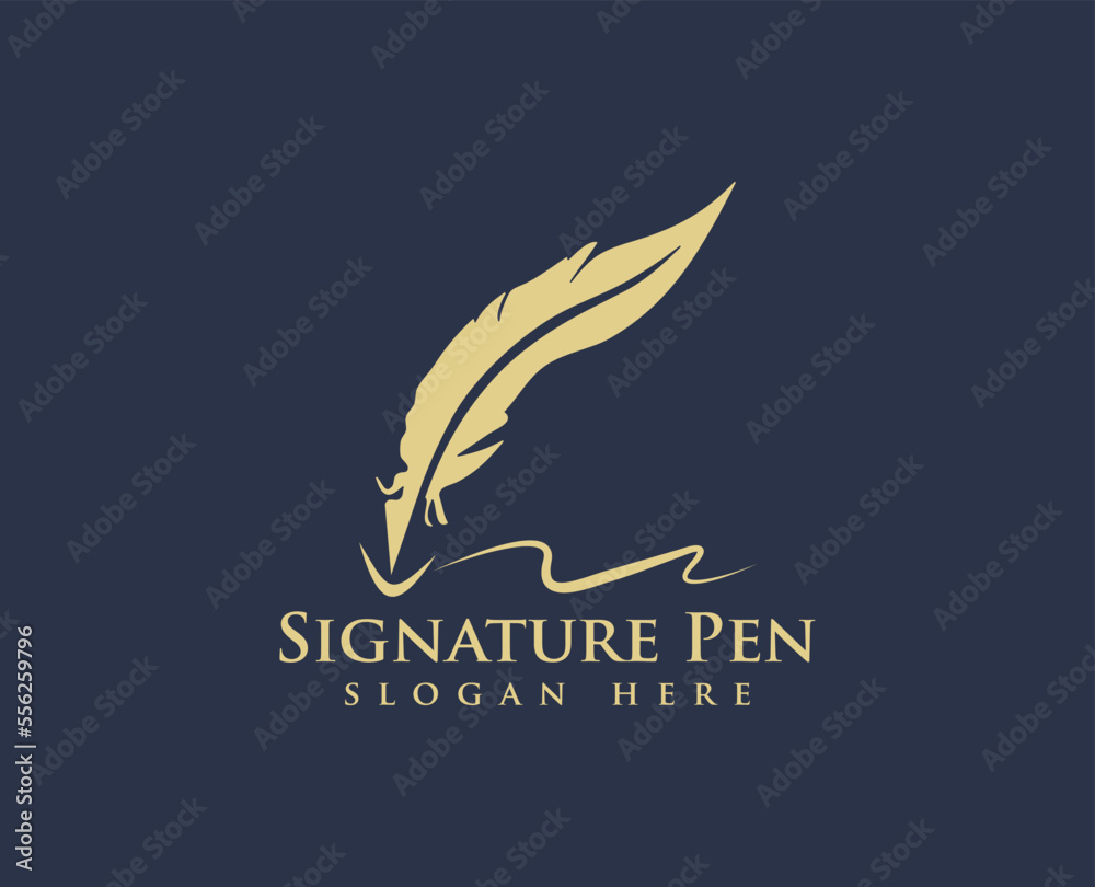 Signature pen logo, ink logo design vector Signature pen logo, ink logo design vector