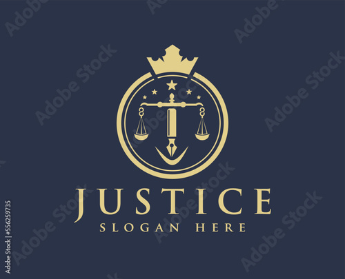 Justice logo, Law logo design vector, law firm