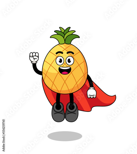 pineapple cartoon with flying superhero