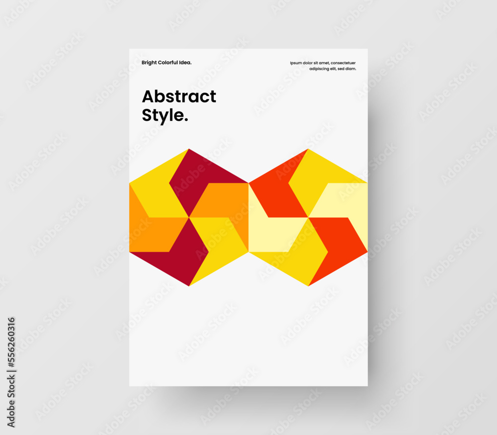 Fototapeta premium Multicolored geometric shapes front page layout. Minimalistic journal cover A4 vector design concept.